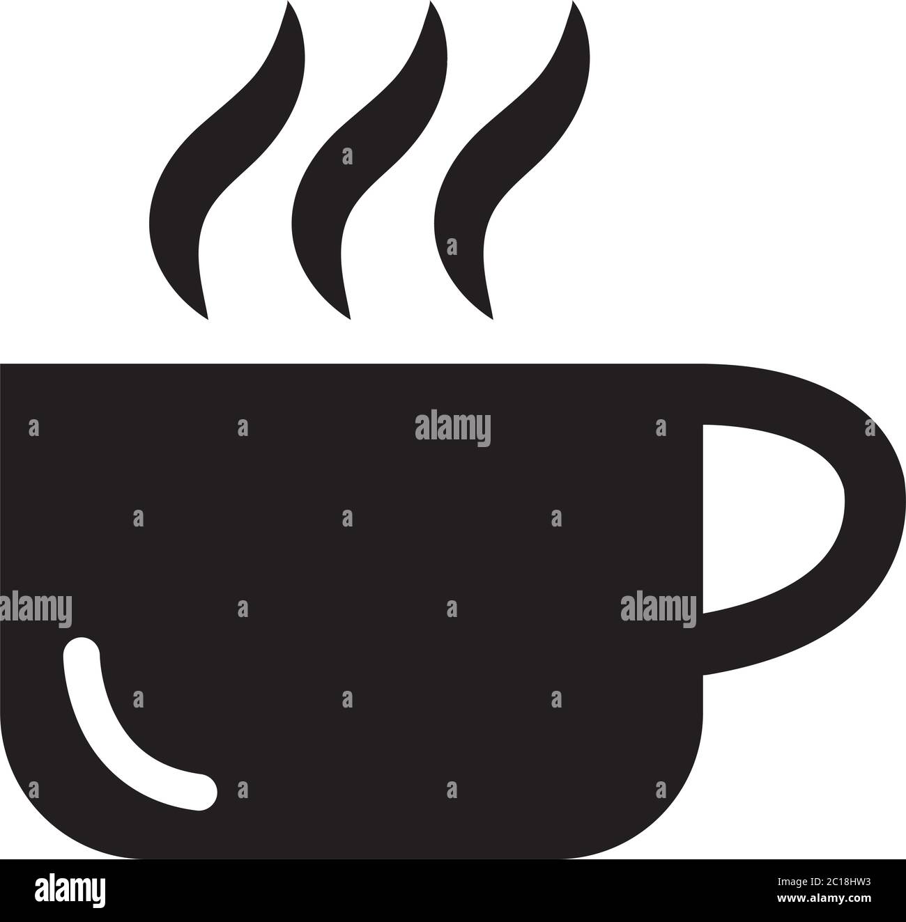 Coffee Cup Icon In Flat Style Vector Icon For Apps, UI, Websites. Black Icon Vector Illustration. Stock Vector