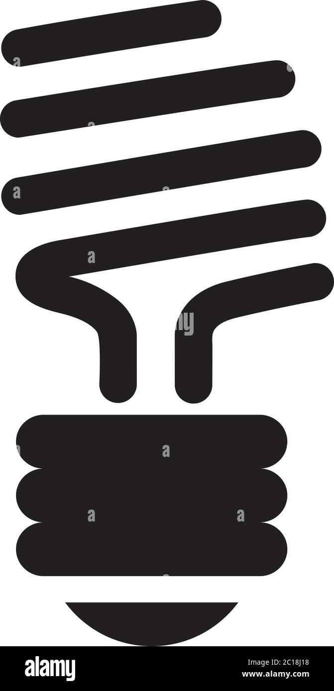 Energy Saving Fluorescent Light Bulb Icon In Flat Style. Black Icon ...