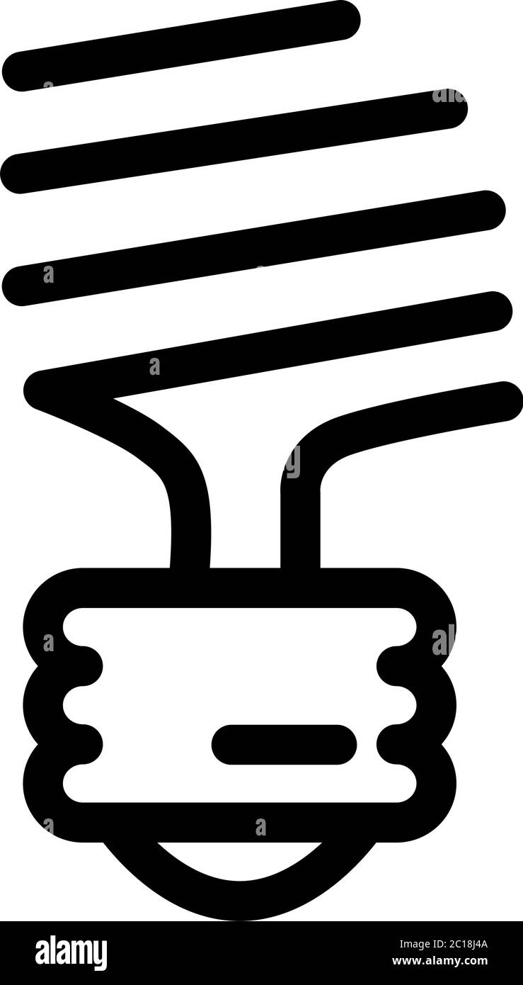 Energy Saving Fluorescent Light Bulb Line Icon In Flat Style. Black ...