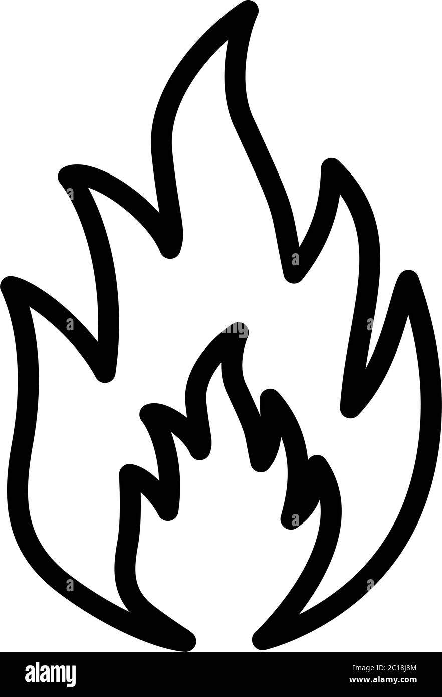 Fire Line Icon In Flat Style Vector For App, UI, Websites. Black Icon ...