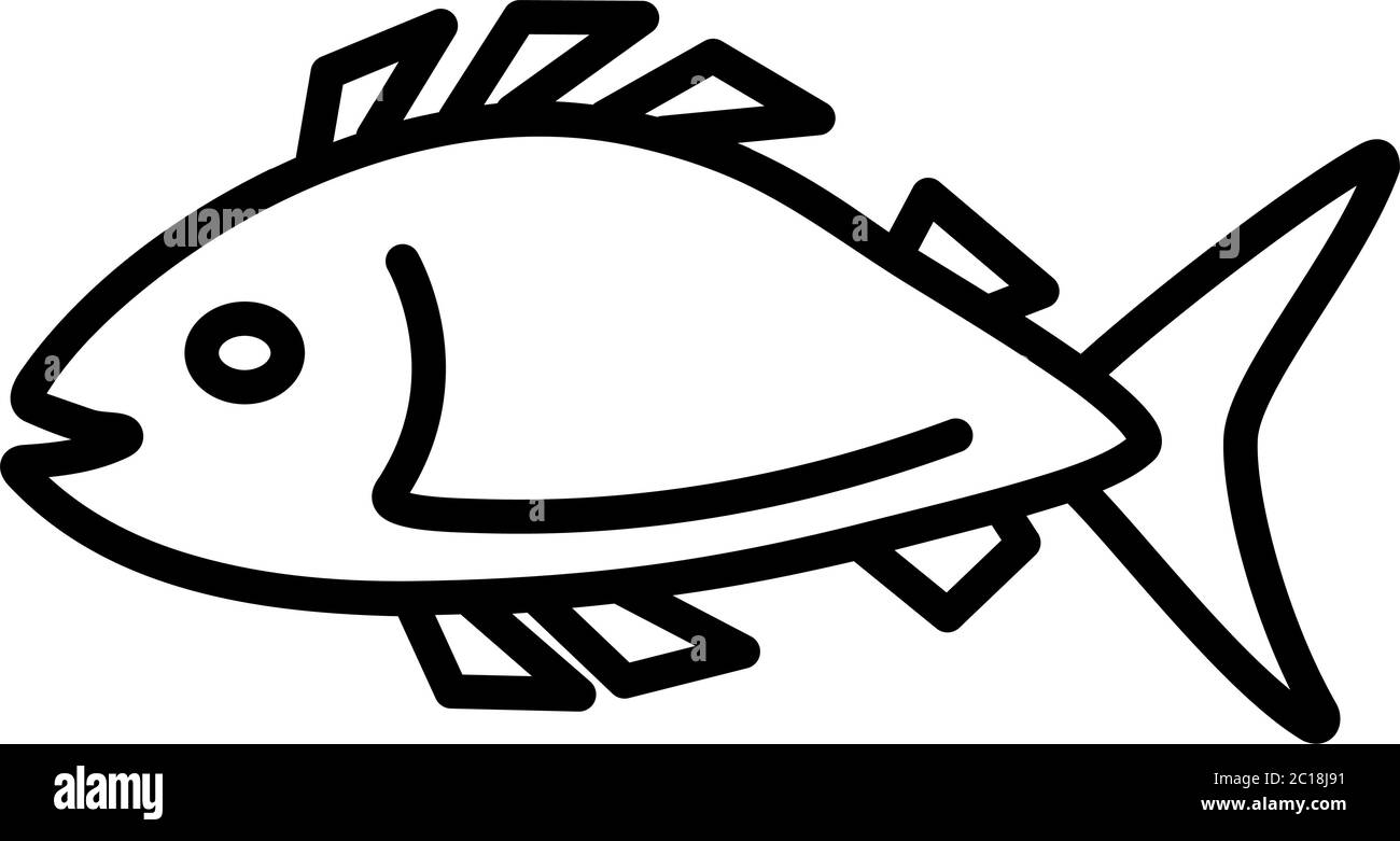 Fish Line Icon In Flat Style Vector For App, UI, Websites. Black Icon ...