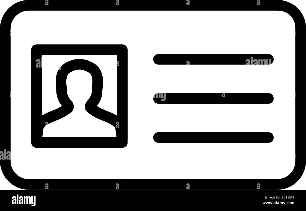 ID Card Line Icon In Flat Style Vector For App, UI, Websites. Black ...