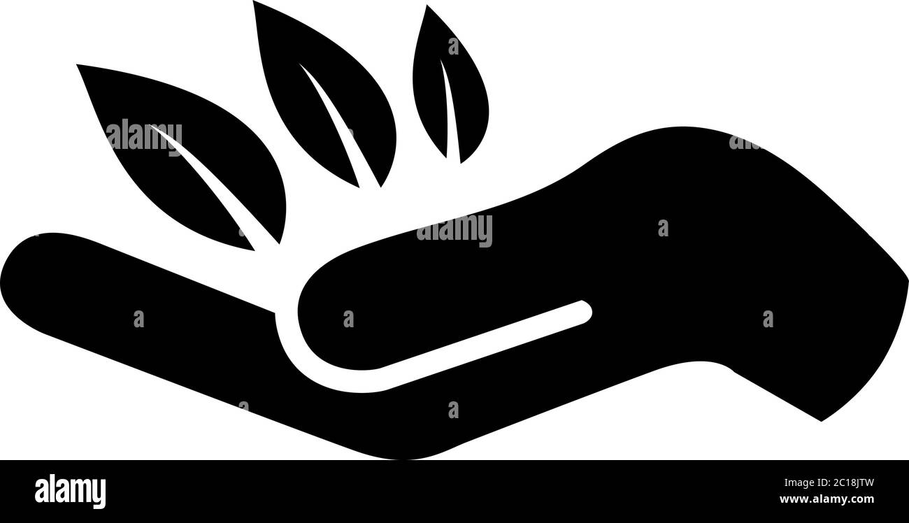 Leaf in Hand Icon In Flat Style Vector For App, UI, Websites. Black ...
