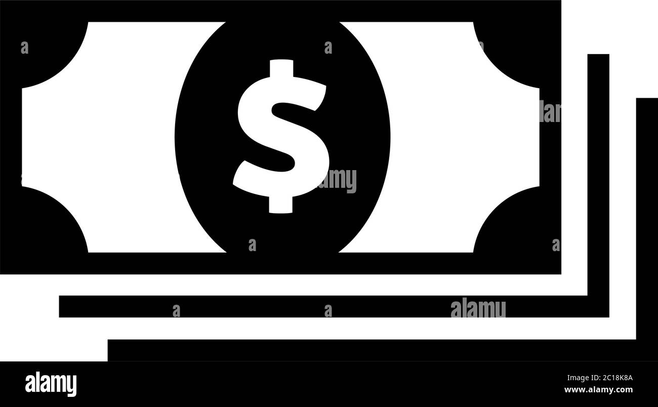 Money Icon In Flat Style Vector For App, UI, Websites. Black Finance ...