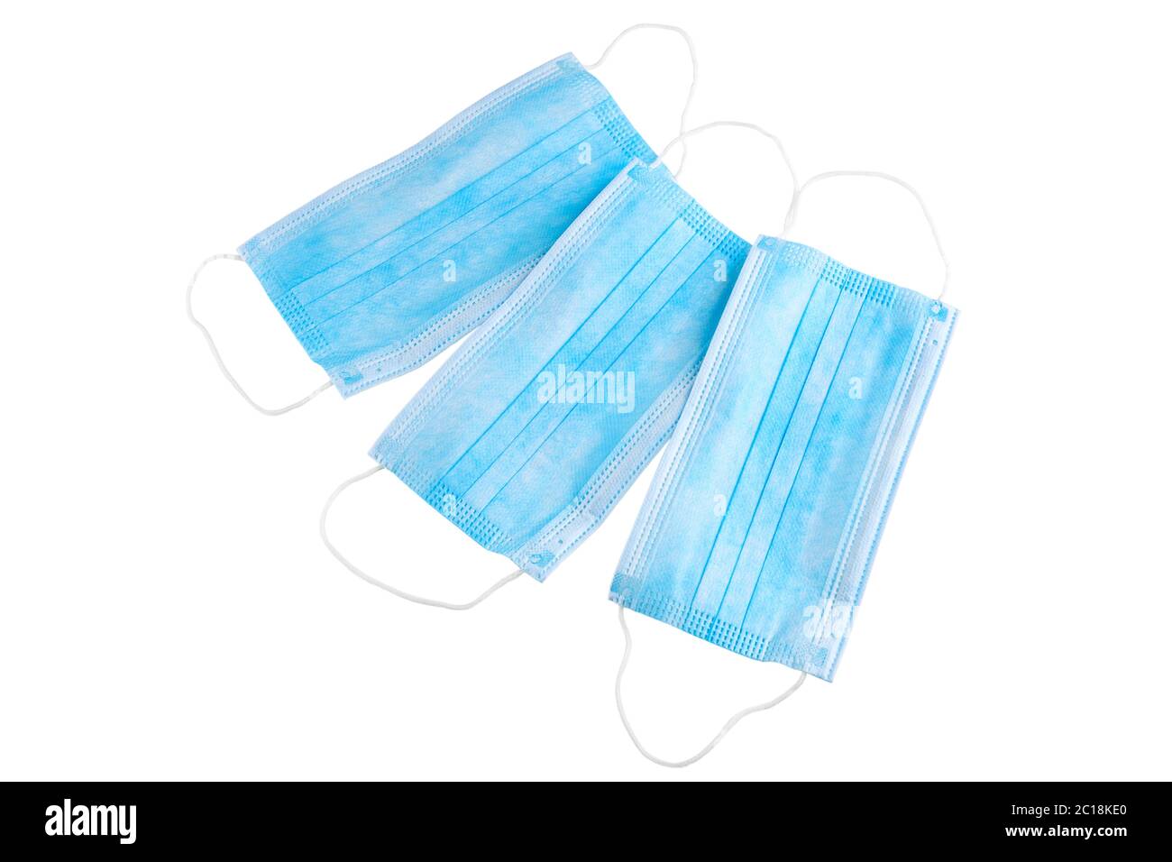 Blue Medical Face Masks Isolated On White Background Stock Photo - Alamy