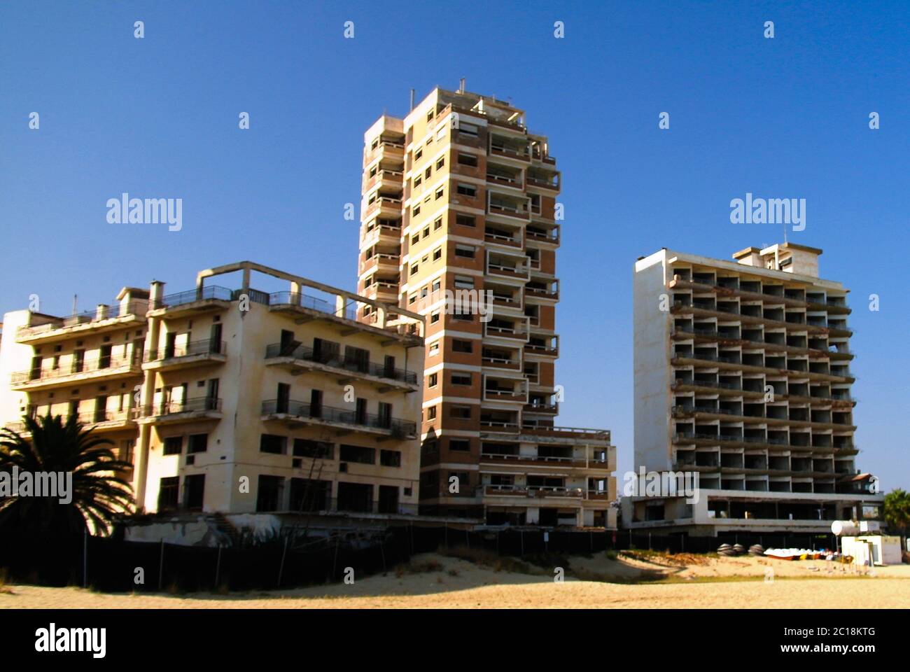 exterior view to Varosha, abandoned district of Famagusta, Nothern Cyprus Stock Photo