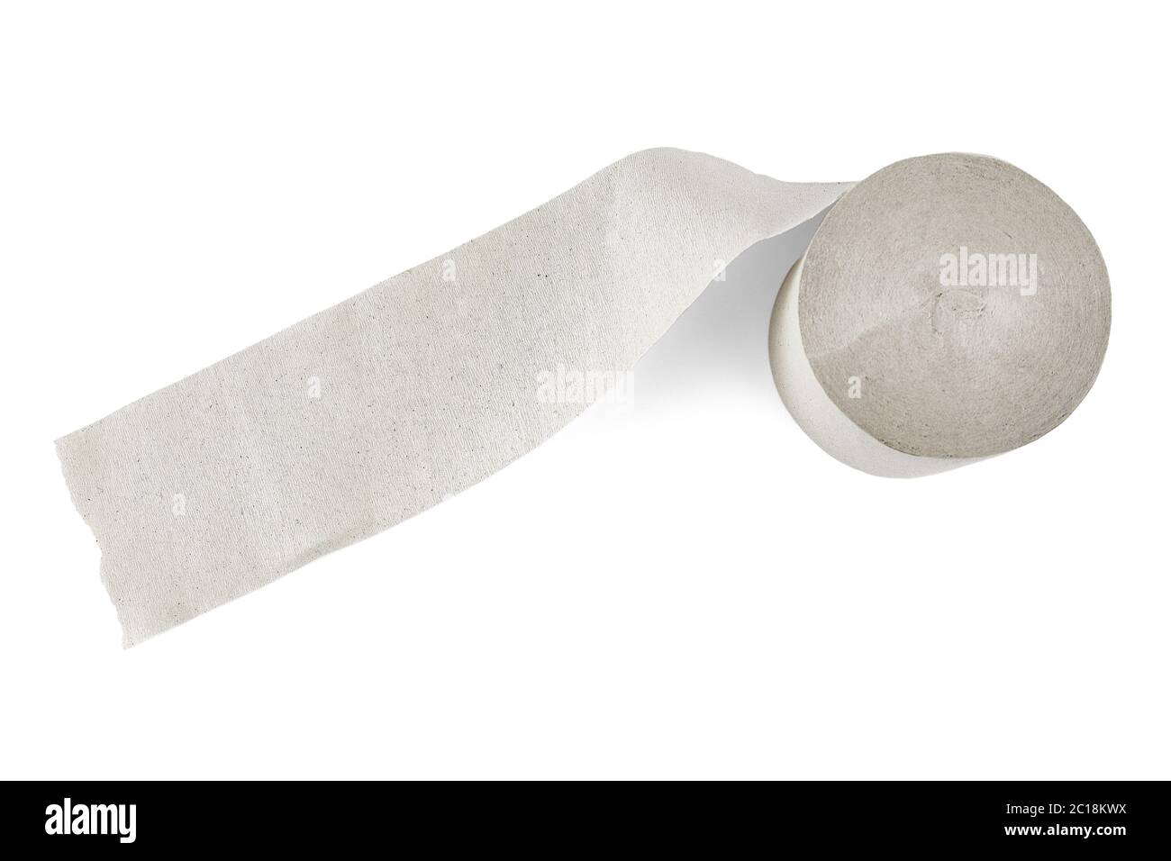Unfolded roll of toilet paper isolated on white background. Stock Photo