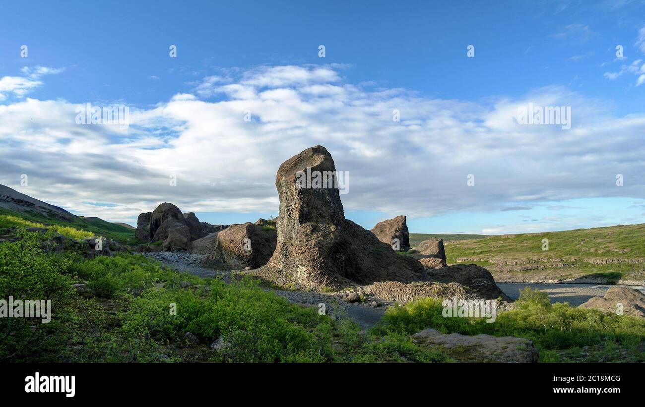 Hljodaklettar stone formations in Jokulsargljufur national park Iceland Stock Photo