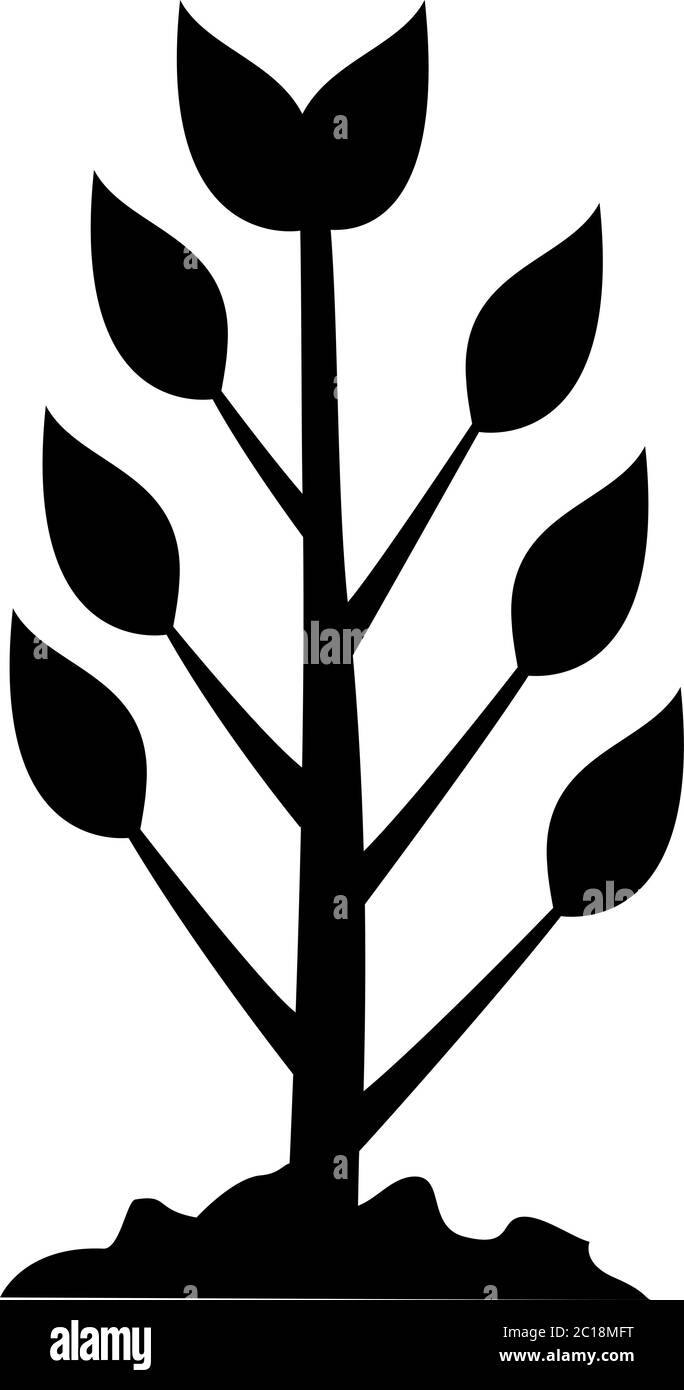 Plant Icon In Flat Style Vector For Apps, UI, Websites. Black Icon ...