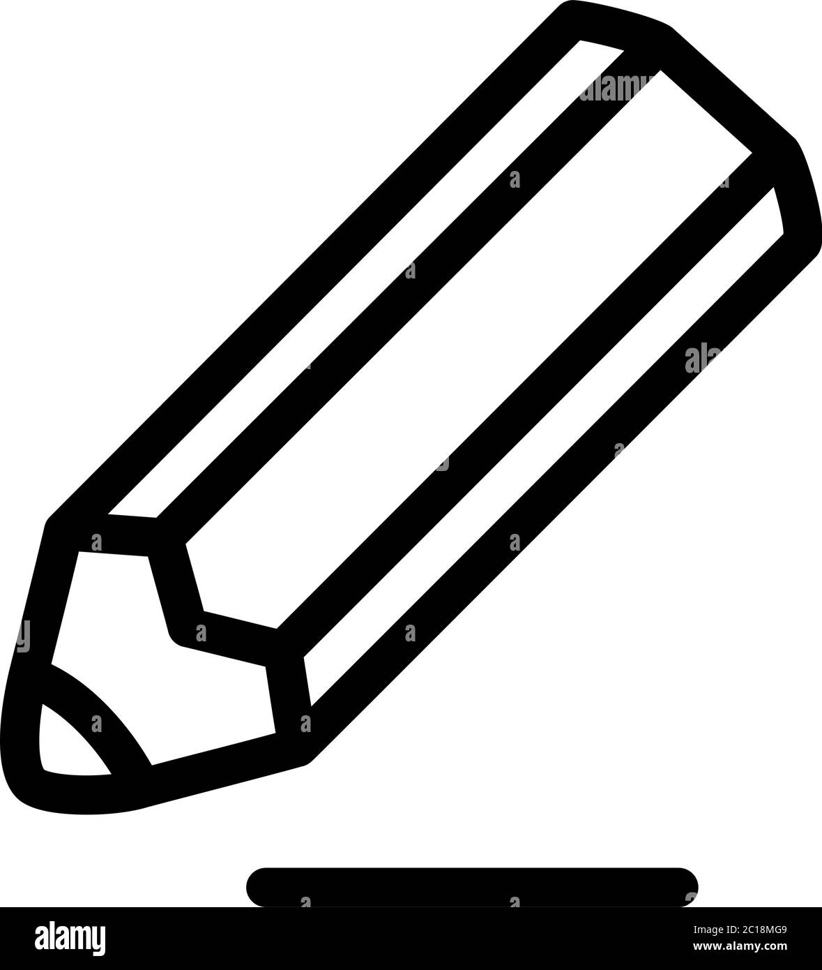 Pencil Line Icon In Flat Style Vector For Apps, UI, Websites. Black ...