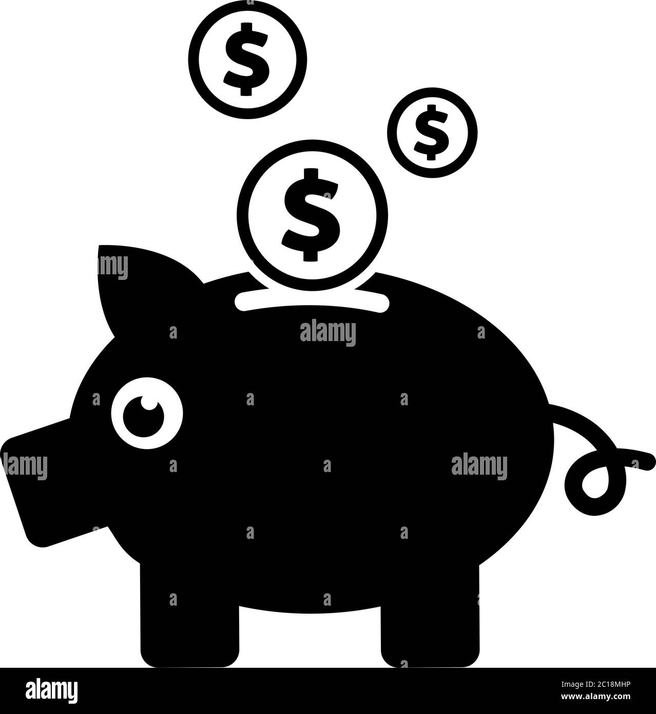 Piggy Bank Icon In Flat Style Vector For Apps, UI, Websites. Black Icon ...