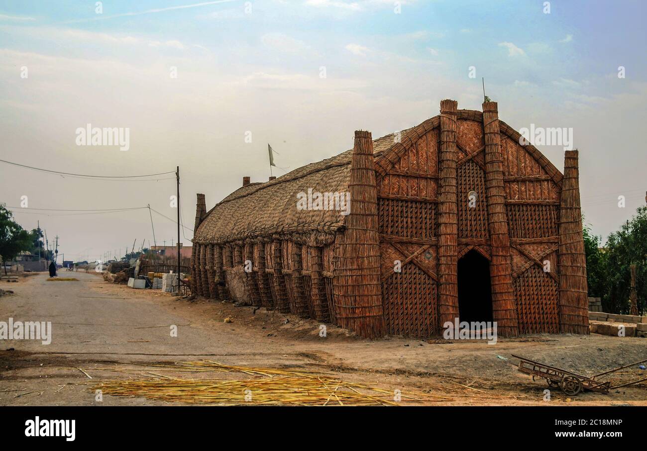 Mudhif, the traditional house of Marsh arabs aka madan, Iraq Stock Photo