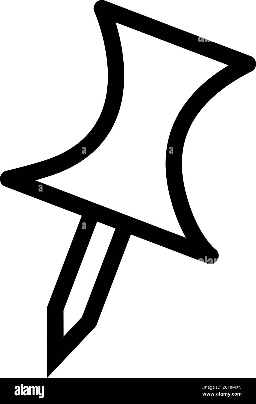 Push Pin Line Icon In Flat Style Vector For Apps, UI, Websites. Black ...