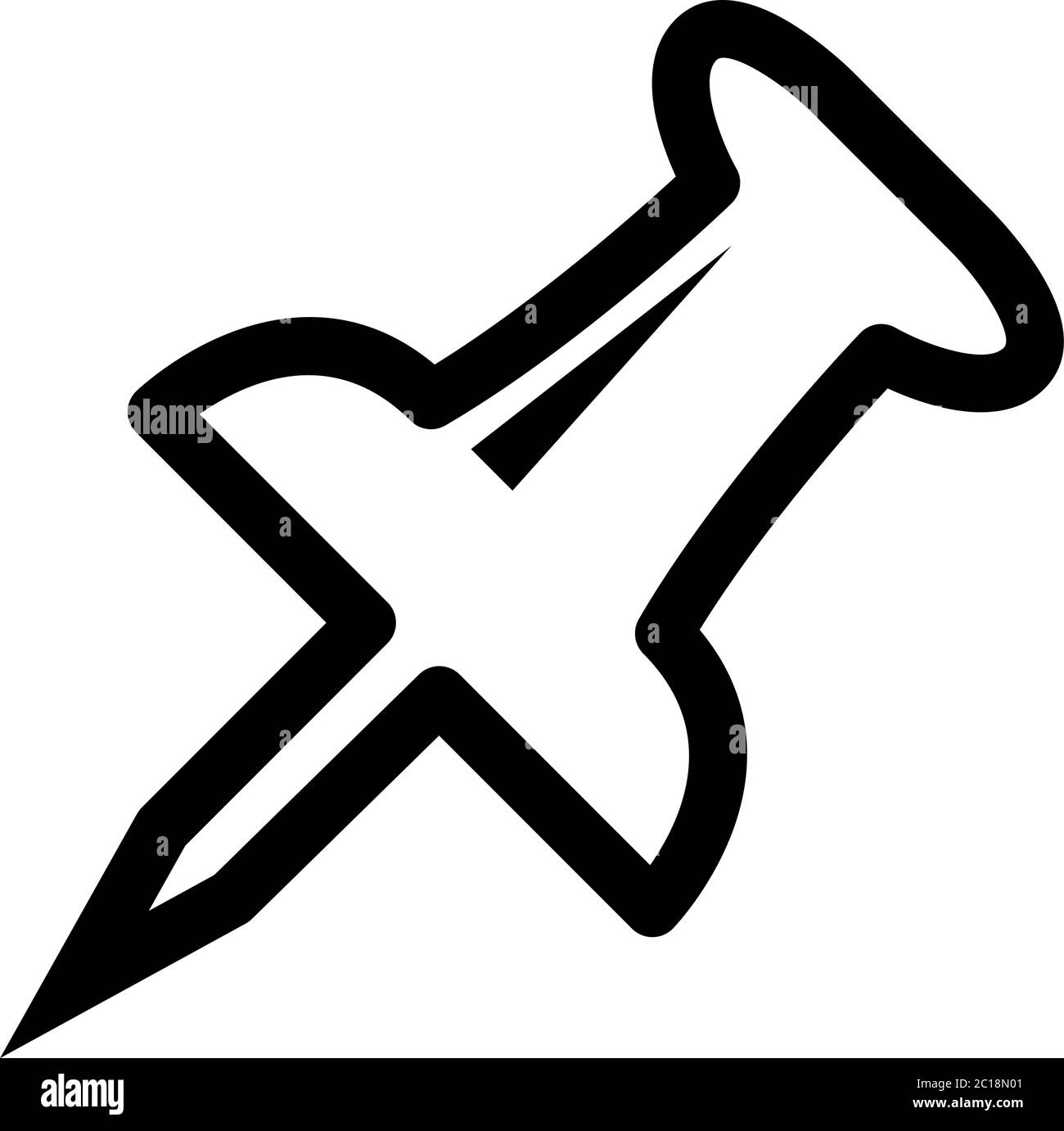 Push Pin Line Icon In Flat Style Vector For Apps, UI, Websites. Black ...