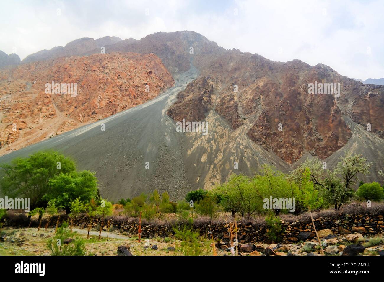 Panorama of the mountains around Gilgit river, Pakistan Stock Photo