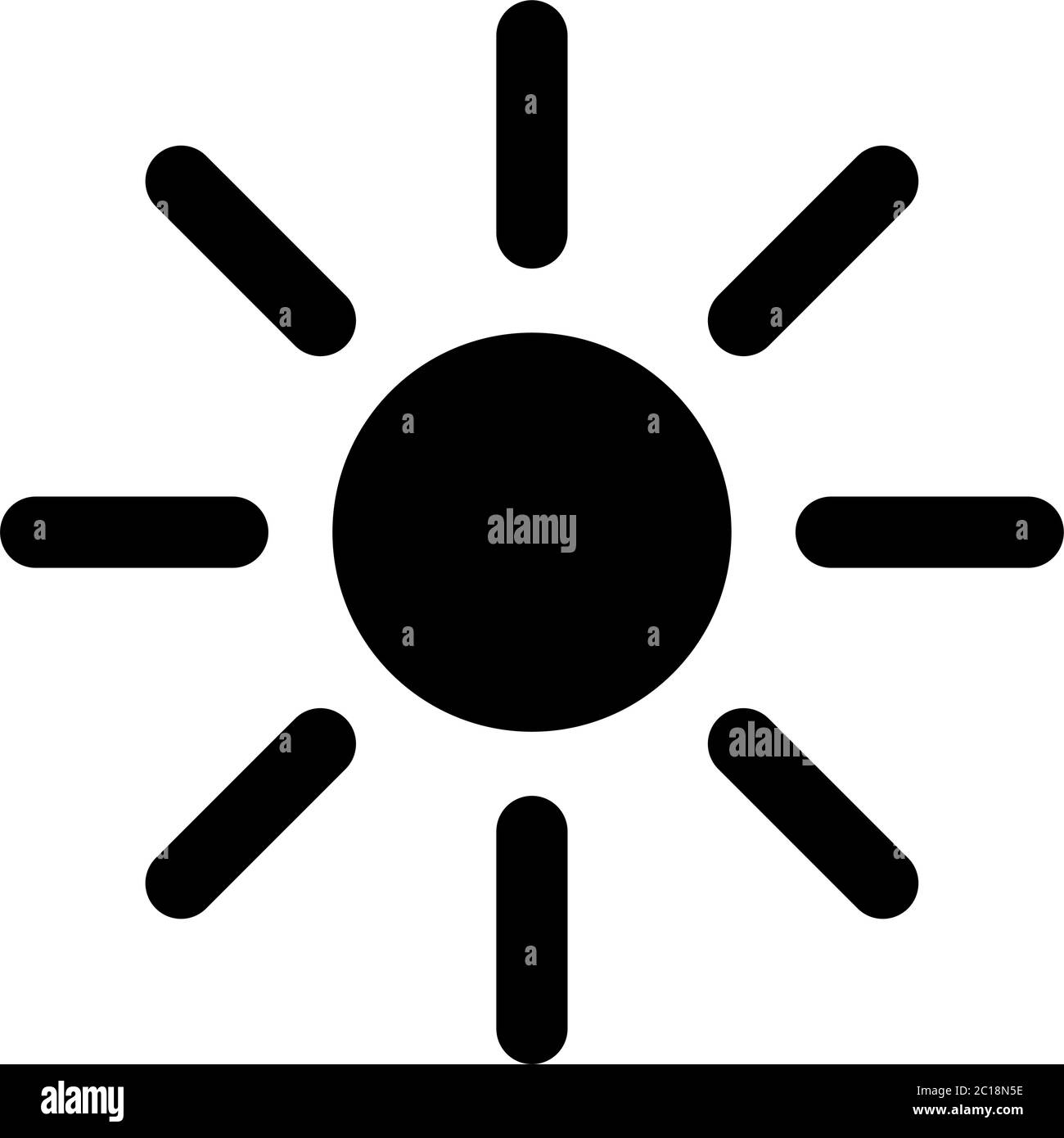 Sun Icon In Flat Style Vector For Apps, UI, Websites. Black Icon Vector ...