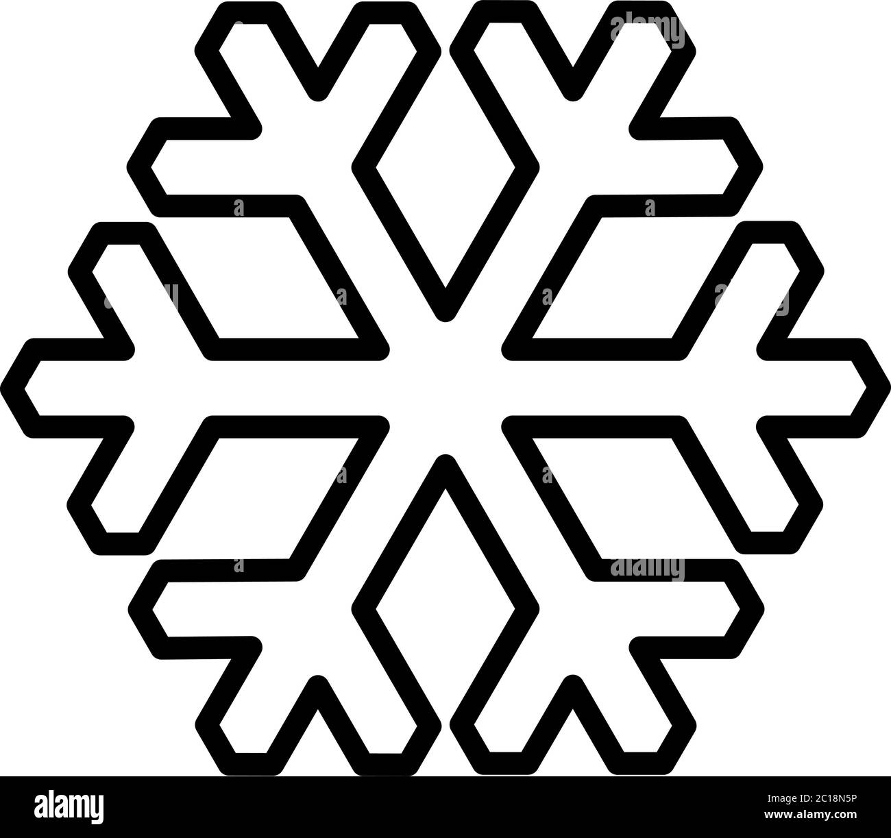 Snowflake Line Icon In Flat Style Vector For Apps, UI, Websites. Black ...
