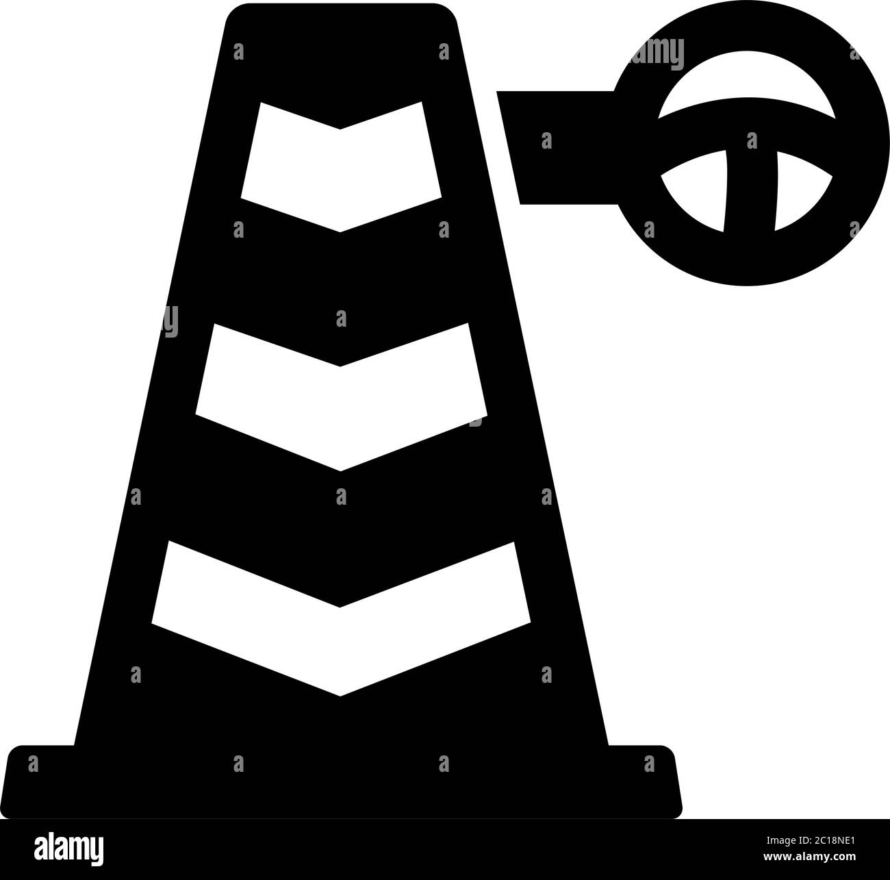 Traffic Cone Icon In Flat Style Vector For Apps, UI, sites. Black