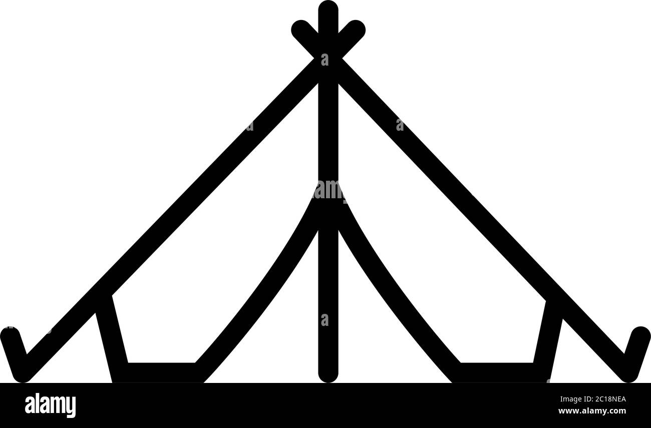 Tent Line Icon In Flat Style Vector For Apps, UI, Websites. Black Icon ...