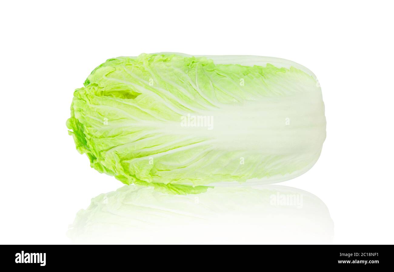 One head fresh organic chinese cabbage on white isolated background
