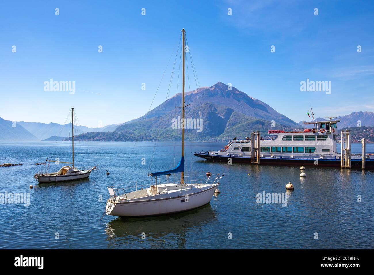 Ferry boat in Lake Como travel in Italy Stock Photo