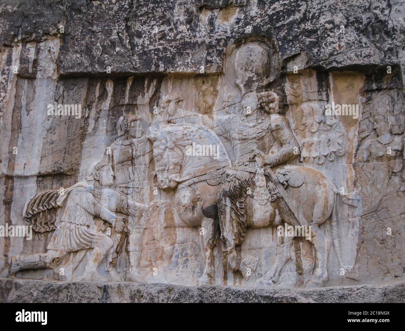Triumph Shapur over emperors Naqsh-e Rustam, Persepolis ruin, Iran Stock Photo