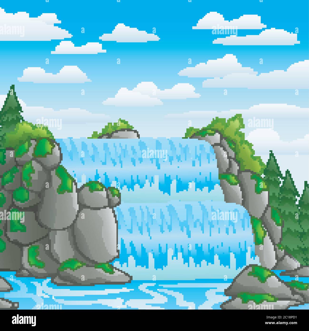 Waterfall with landscape view background Stock Vector Image & Art - Alamy