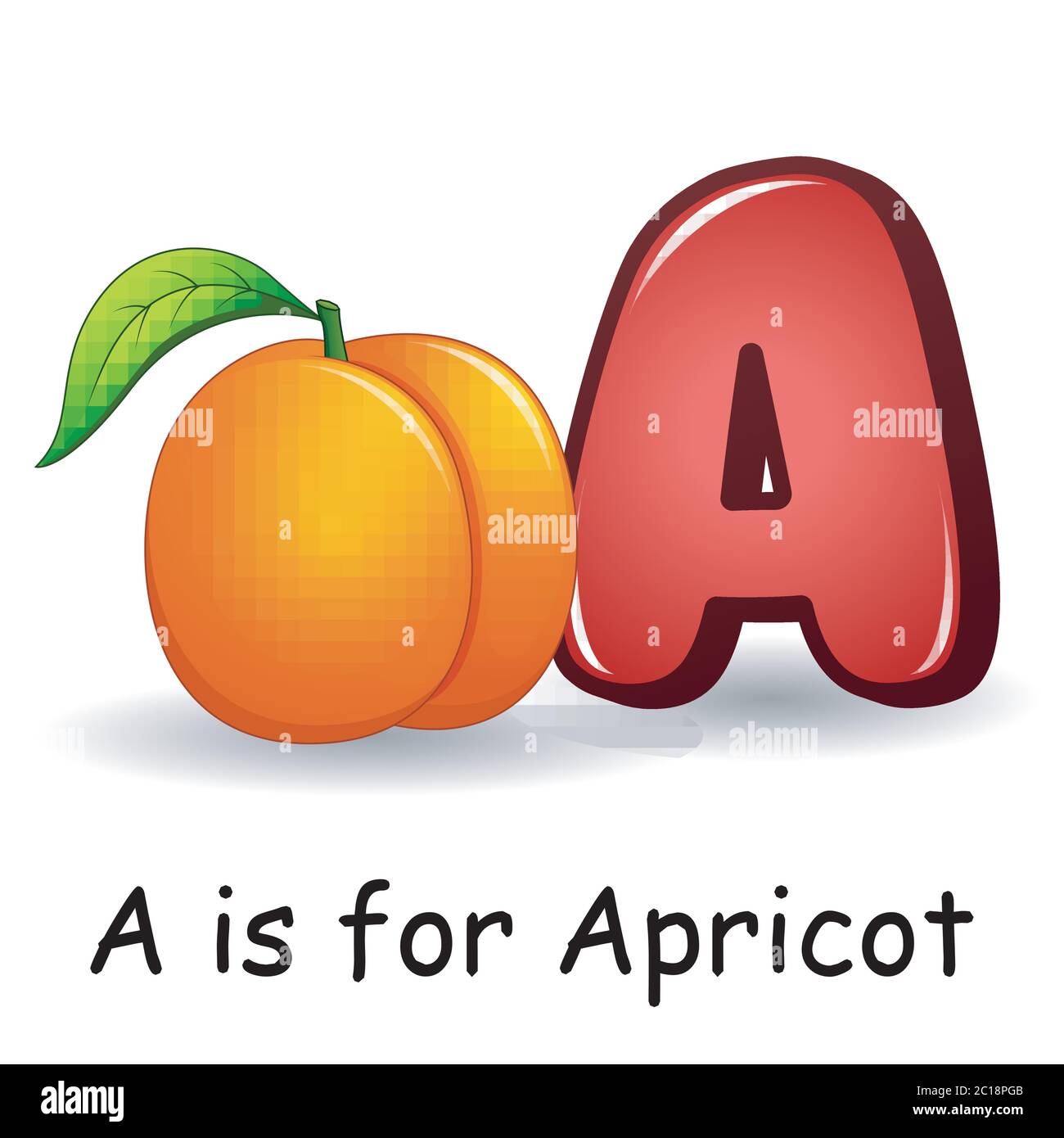 Fruits alphabet: A is for Apricot Fruits Stock Vector