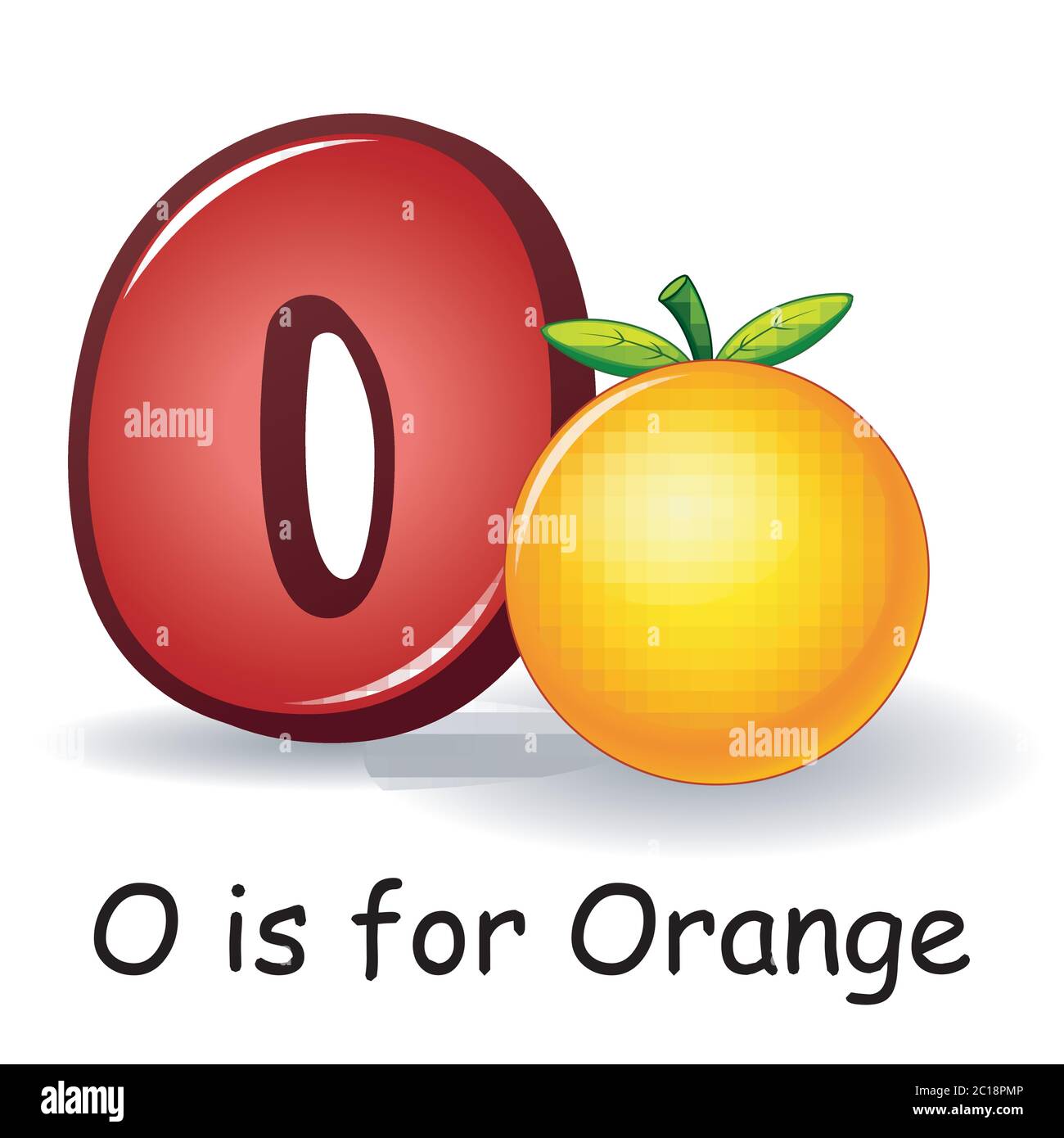 Fruit alphabet: O is for Orange Stock Vector