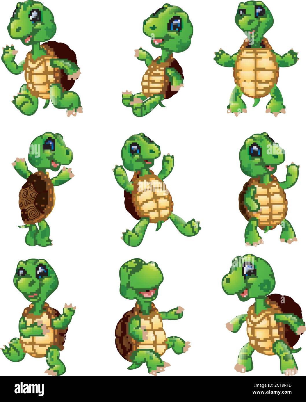 Vector illustration of Happy turtle cartoon collection set Stock Vector  Image & Art - Alamy