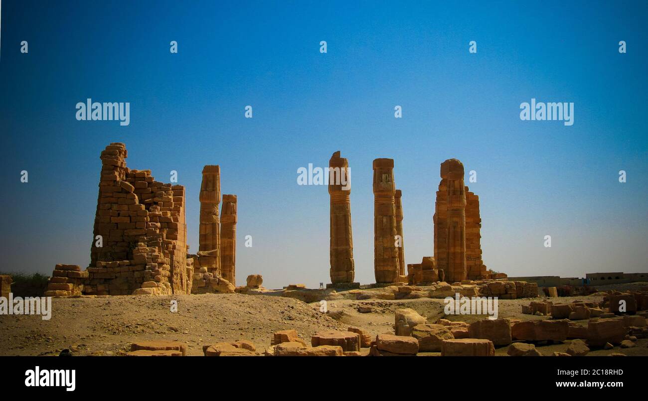 Ruines of Amun temple in Soleb, Sudan Stock Photo