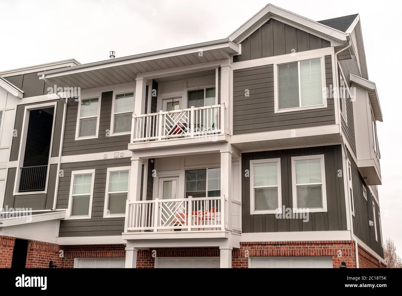 Small Modern Apartment Block With Balconies Day Light Stock Photo Alamy