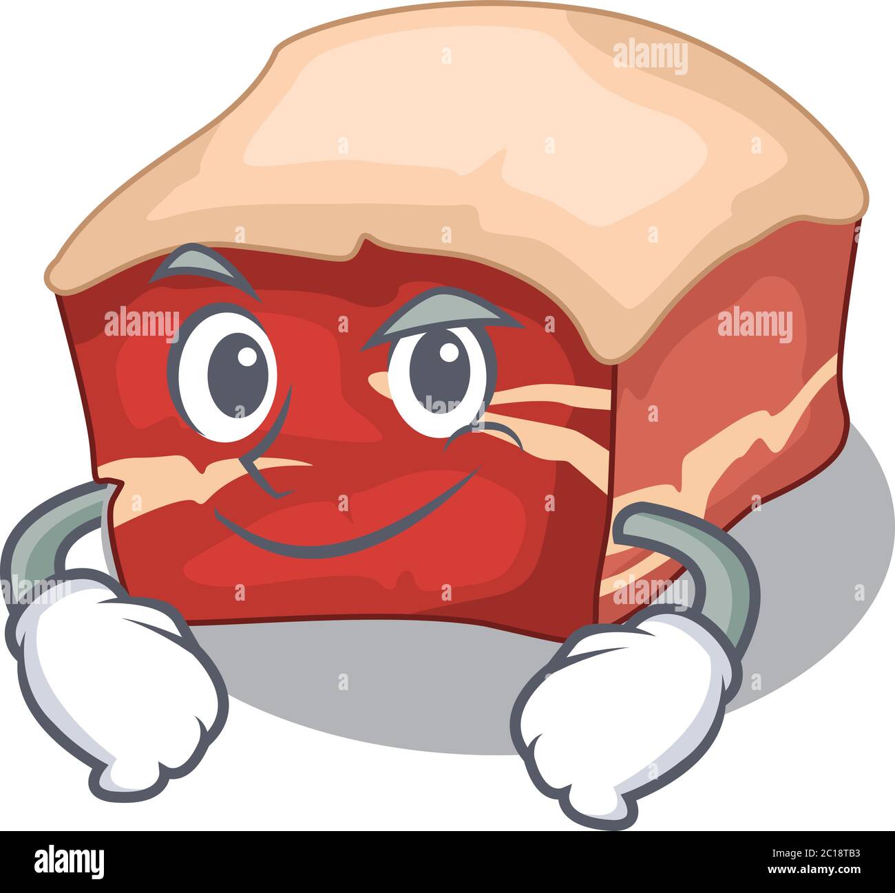 A cute caricature picture of pork belly having confident gesture Stock