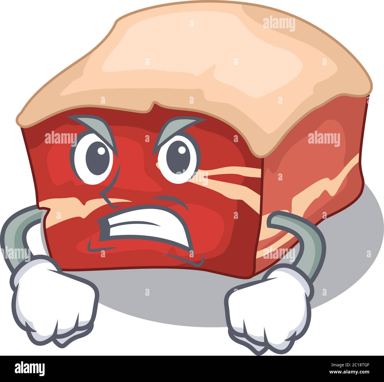 A cartoon picture style of pork belly having a mad face Stock Vector
