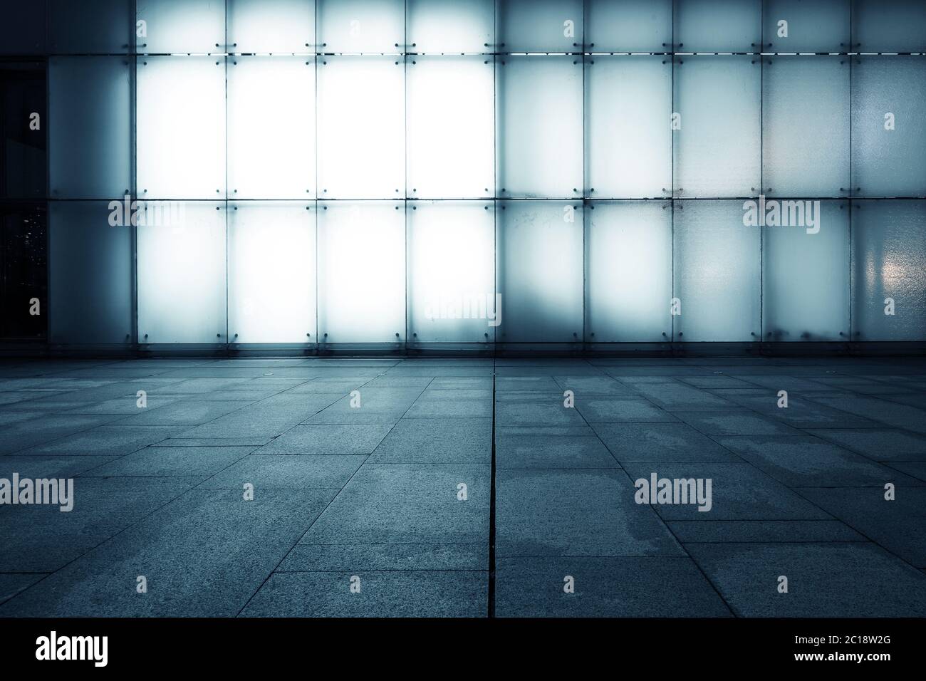 empty marble floor and glass wall Stock Photo