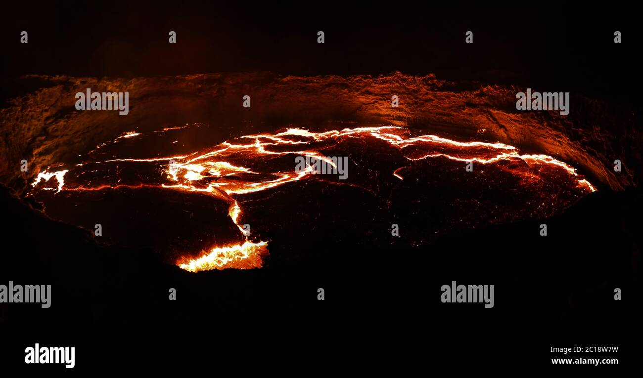 Erta Ale volcano crater, melting lava, Danakil depression, Ethiopia Stock Photo