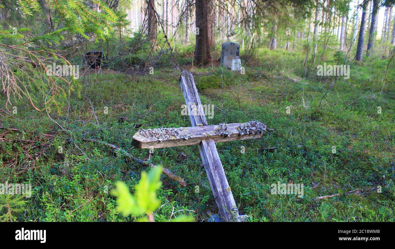 Meroja cemetery, Ilomantsi, Finland. Stock Photo