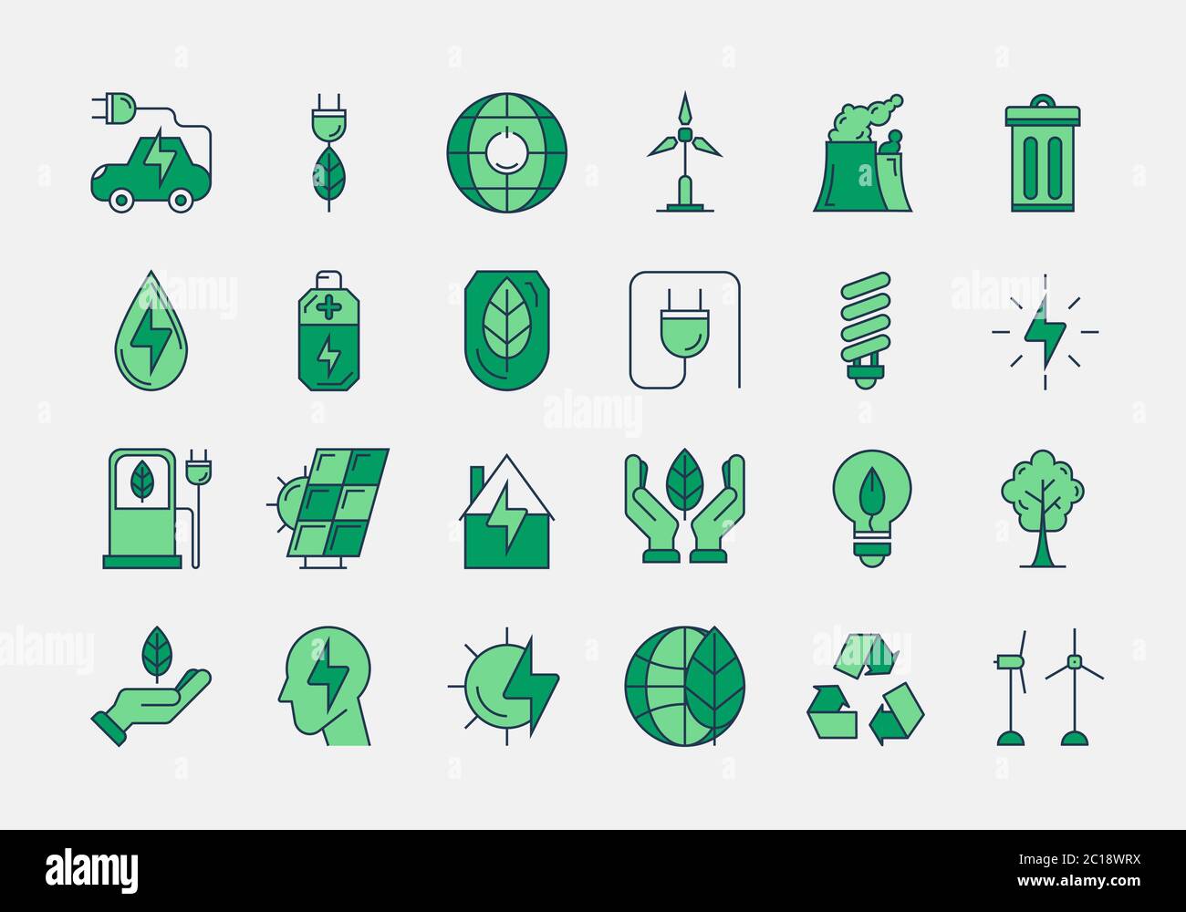 Green outline ECO icons Stock Vector