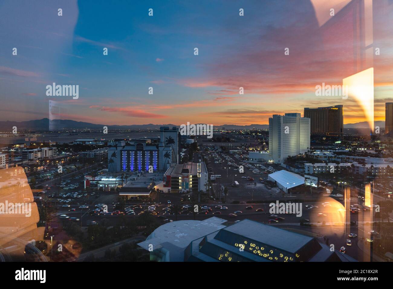 Sunset view of Las Vegas with colorful sky Stock Photo