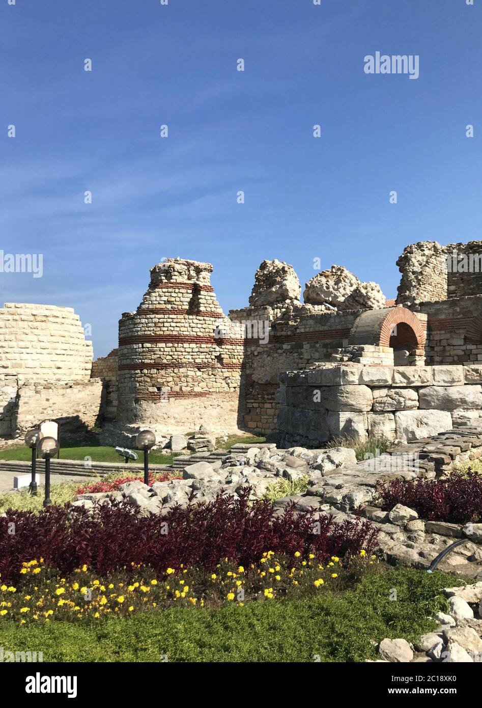 Nesebar, Bulgaria October 06, 2017 Western Fortress Wall in the