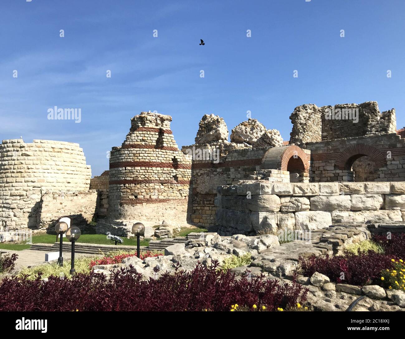 Nesebar, Bulgaria - October 06, 2017: Western Fortress Wall in the UNESCO world heritage town. Stock Photo