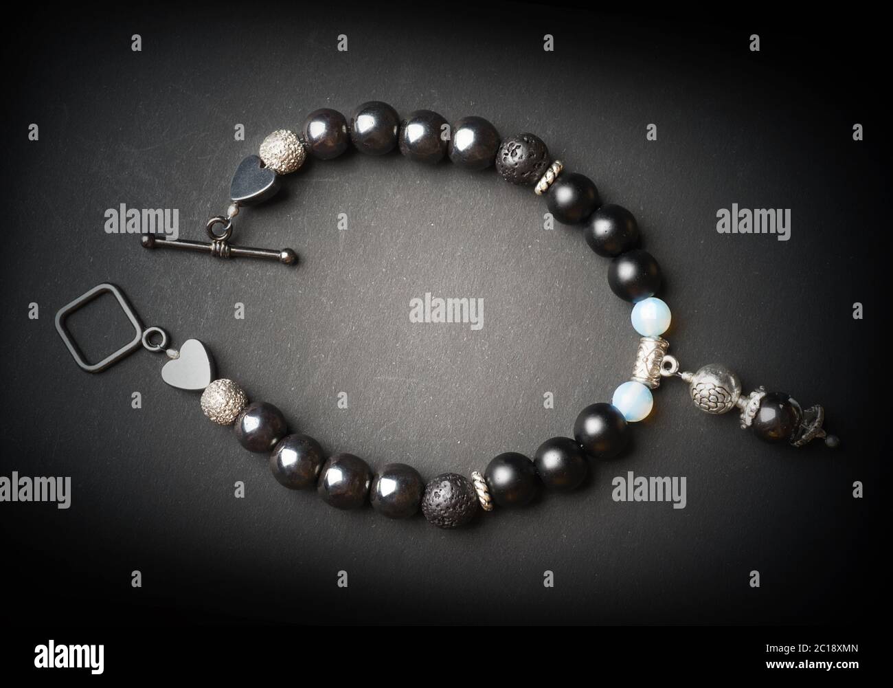 jewel bracelet with semipreciouse stones at black background Stock Photo