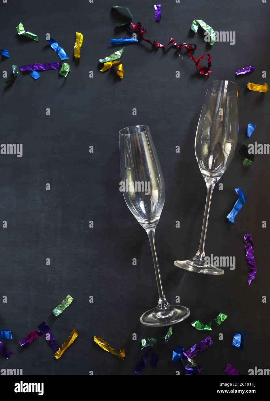 Two champagne glasses on black background Stock Photo Alamy