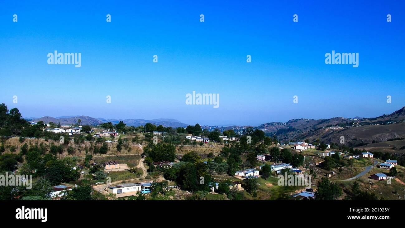 aerial panoramic view to Mbabane, Swaziland Stock Photo