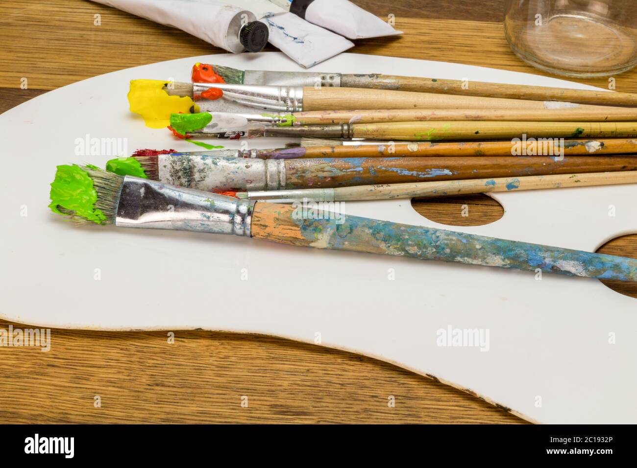 Paint Brushes on Palette stock image. Image of warn - 103263271