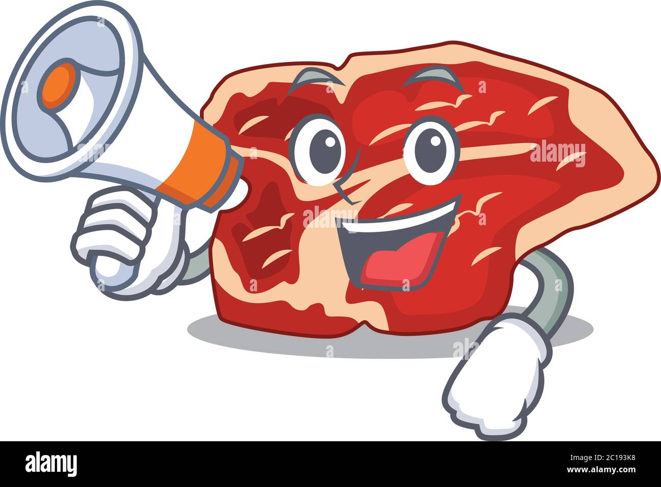 T-bone carton picture style giving announcement on a megaphone Stock Vector