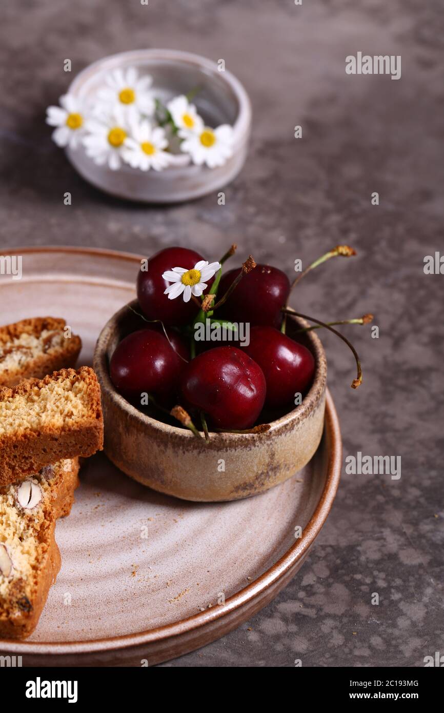 Italian biscotti cookies with fresh berries Stock Photo Alamy