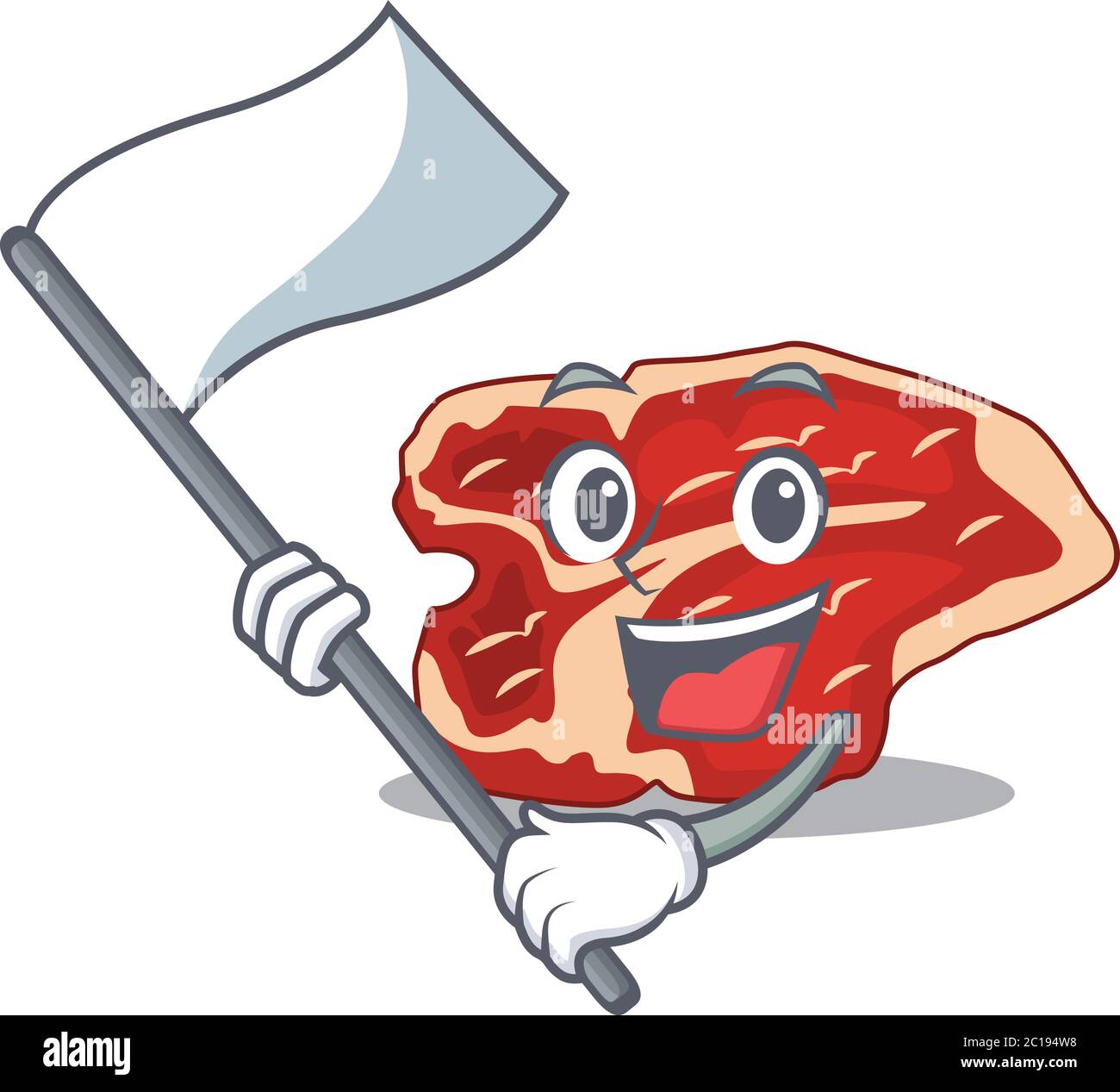 A brave T-bone mascot character design holding a white flag Stock Vector