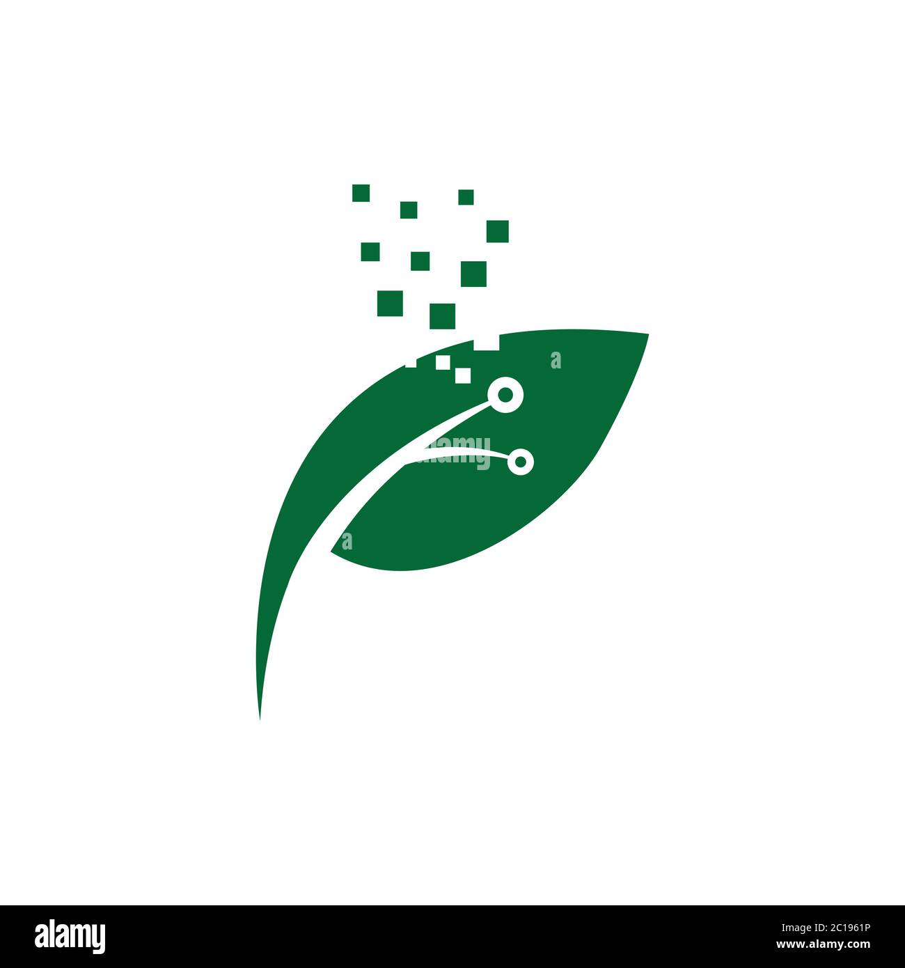Green Technology logo designs concept, leaf technology logo design, Nature Technology Logo. Stock Vector