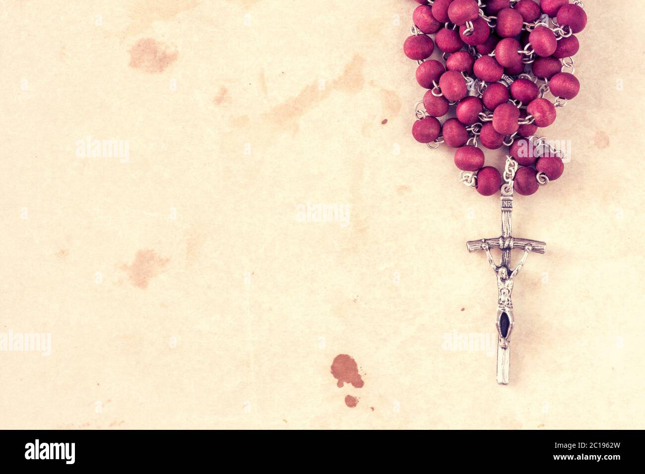Close-up view of catholic rosary Stock Photo